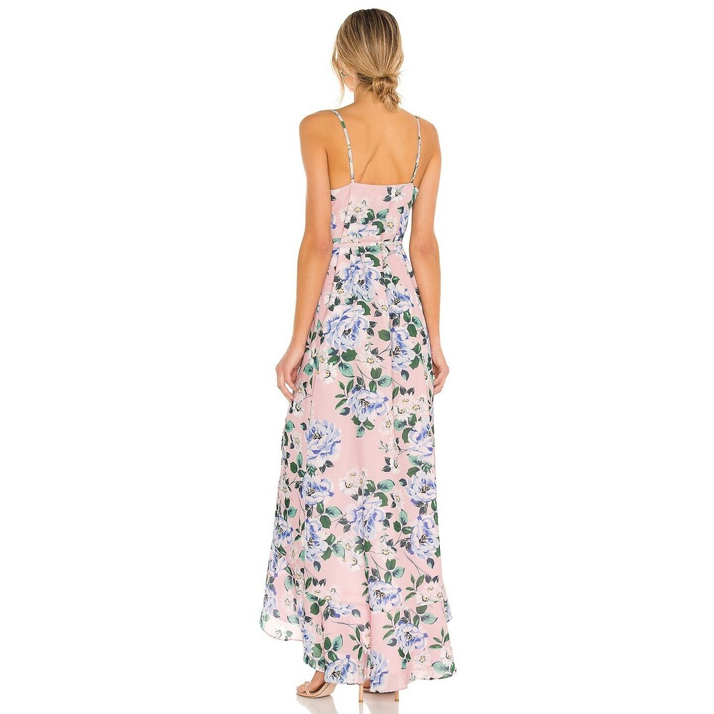 Yumi Kim Meadow Wonder Garden Blush Maxi Wrap Dress L Floral Sleeveless Wedding - Picture 2 of 11